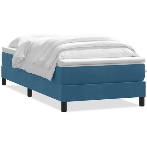 VidaXL Box spring postelja z vzmetnico temno modra 80x210 cm žamet, (21792624) Slike