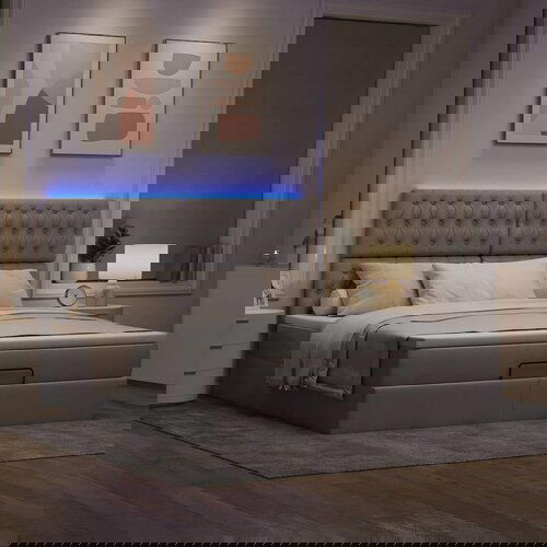 VidaXL Otomanski posteljni okvir z vzmetnico taupe 160x200 cm blago Slike