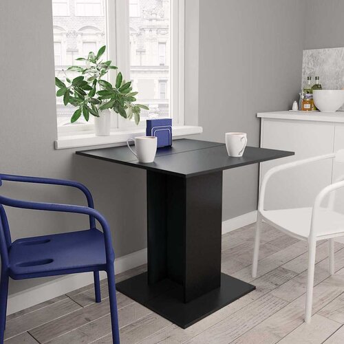  Blagovaonski stol crni 80 x 80 x 75 cm od konstruiranog drva Cijene