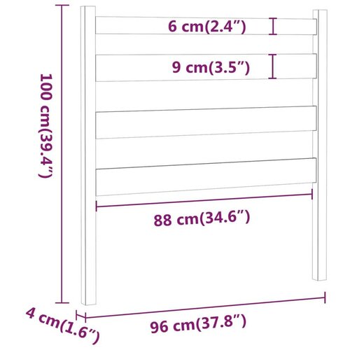  Uzglavlje za krevet boja meda 96 x 4 x 100 cm masivna borovina Slike