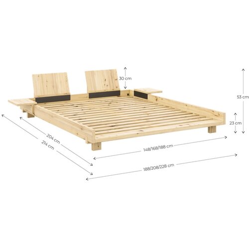 Karup Design Rjava zakonska postelja iz masivnega bora z letvenim dnom 160x200 cm Social &amp;ndash; Slike