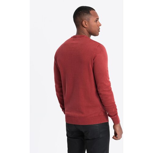Ombre Men's wash sweater with v-neck - red Cijene