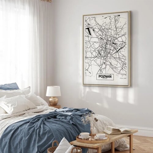  Slika - City Plan: Poznan (1 Part) Vertical 80x120 U prirodnom drvenom okviru Slike