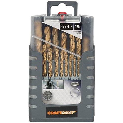 CRAFTOMAT komplet svrdla za metal HSS-TiN Gripbox (19 -dij., DIN 338) Slike