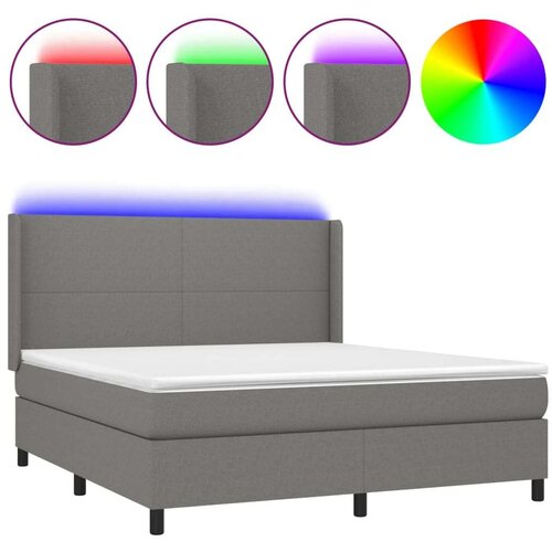  Box spring s madracem LED tamnosivi 160x200 cm tkanina Slike