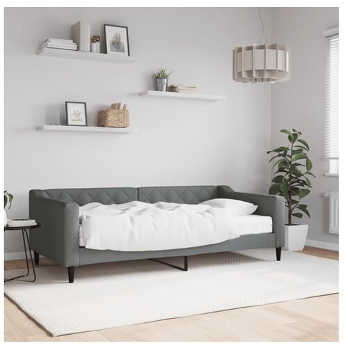 VidaXL Dnevna postelja z vzmetnico temno siva 90x190 cm blag Slike