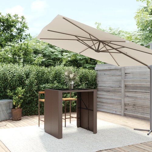 vidaXL Barska miza s stekleno ploščo rjava 105x80x110 cm poli ratan Cene