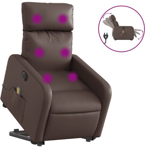 Maison Chic Električni masažni stol - Relax naslanjač s funkcijo vstajanja rjavo umetno usnje, (22061089) Slike