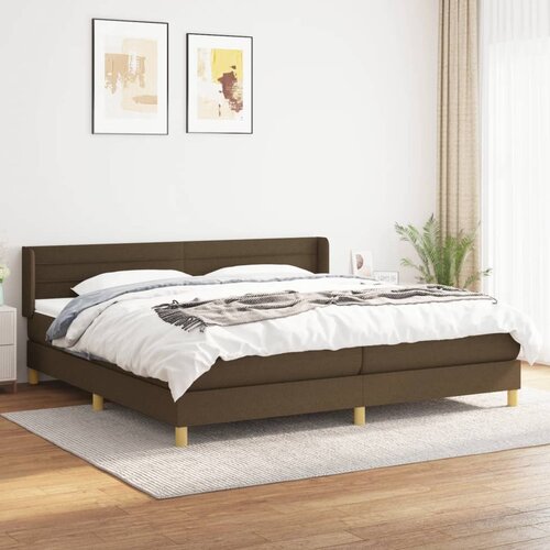 The Living Store Box spring postelja z vzmetnico temno rjav 200x200 cm blago - Box Spring Postelja, (21520673) Cene