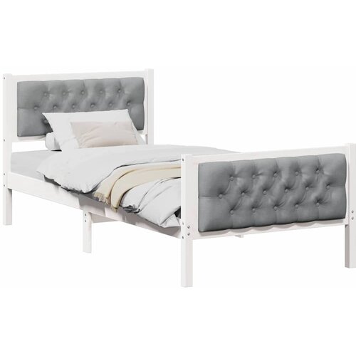  Krevetna konstrukcija s uzglavljem Svijetlo siva 90 x 200 cm Bijela Slike