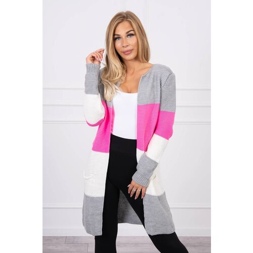 Kesi Cardigan sweater on straps gray+light pink Slike
