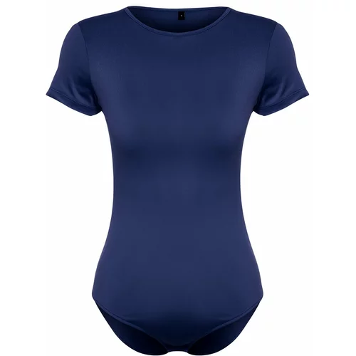 Trendyol Navy Blue Short Sleeve Elastic Snap Knitted Bodysuit
