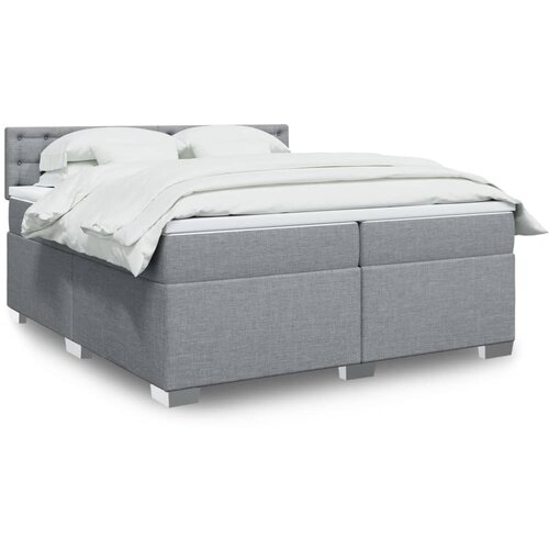vidaXL Box spring postelja z vzmetnico svetlo siva 200x200 cm blago Cene