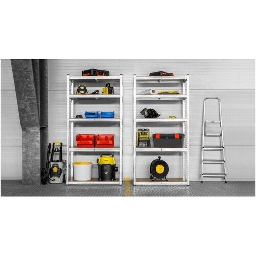 Rebel RB-1251 &amp;ndash; Metalni skladi&amp;scaron;ni regal s 5 polica, 180 &amp;times; 90 &amp;times; 40 cm, nosilnost 750 kg, srebrna Slike