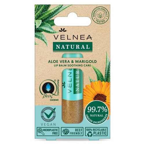 Velnea natural lip balm aloje vera i neven 5,5ml Cene