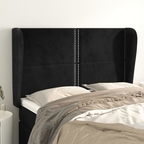 vidaXL Vzglavje z ušesi črno 147x23x118/128 cm žamet Cene