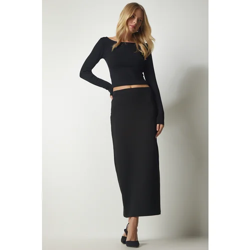  Women's Black Basic Long Skirt