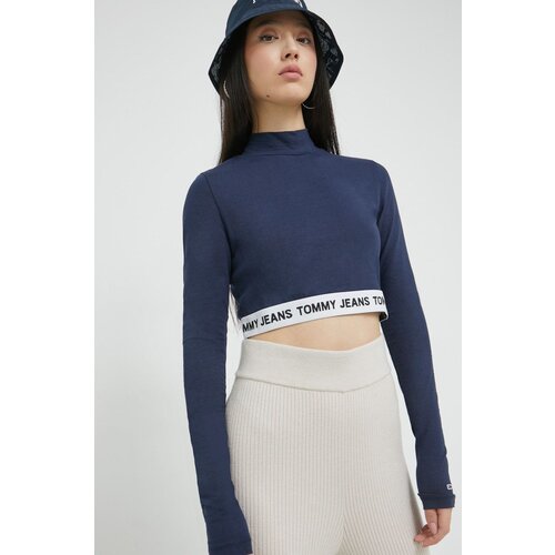 Tommy Jeans Majica z dolgimi rokavi ženski, mornarsko modra barva Slike