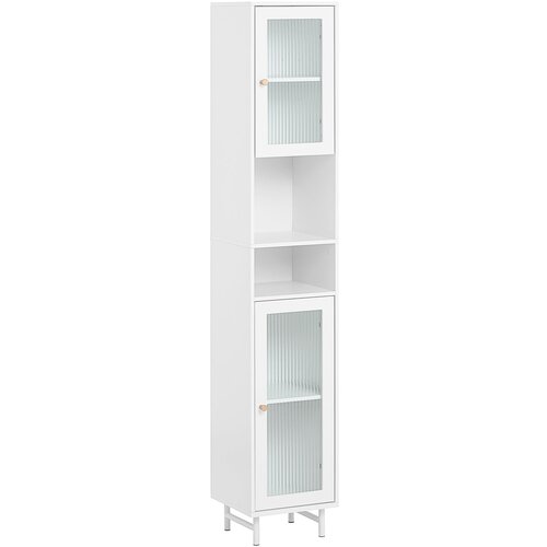 SoBuy kopalniška visoka omarica z dvema steklenima vratoma v beli barvi v skandinavskem slogu, (20814759) Cene