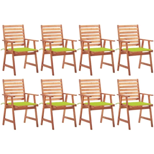 vidaXL Zunanji jedilni stoli 8 kosov z blazinami trden akacijev les