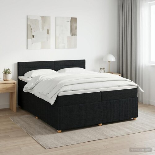  Boxspring krevet s madracem Crna 200 x 200 cm Tkanina Cijene
