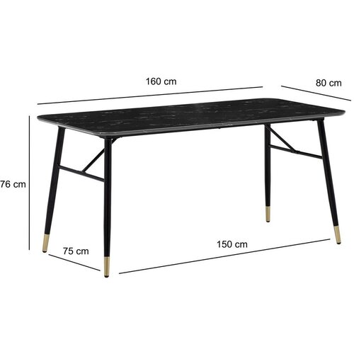 MID.YOU Jedilna Miza Marble, Videz Marmorja, 160x80cm Slike