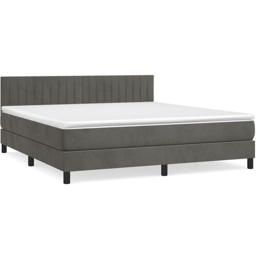 VidaXL Box spring postelja z vzmetnico temno siva 180x200 cm žamet, (20790556) Slike
