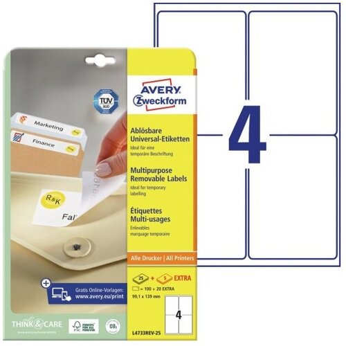  Etikete zweckform l4733rev 99,1x139mm odstranljive 1/25 ZWECKFORM Cene