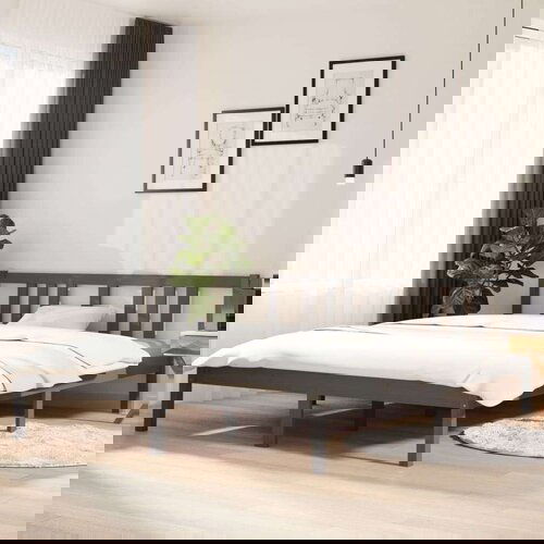  Za krevet od masivnog drva sivi 150 x 200 cm 5FT King Slike