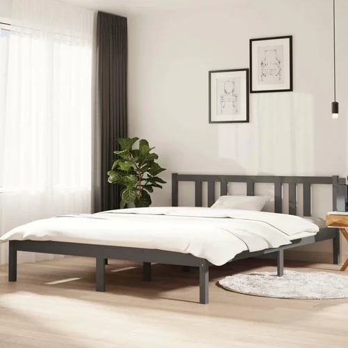  za krevet od masivnog drva sivi 150 x 200 cm 5FT King