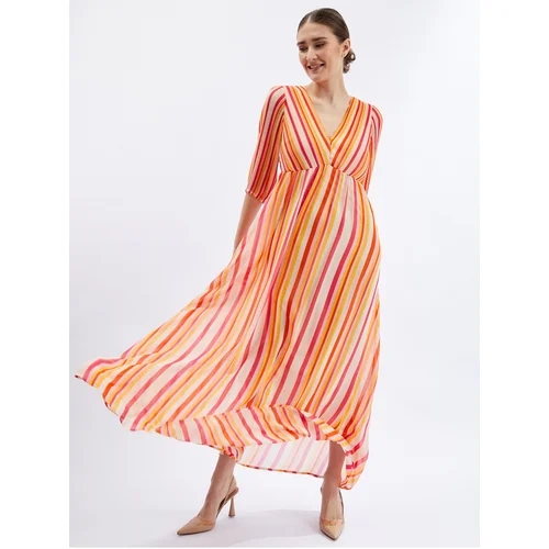 Orsay Pink-Orange Ladies Striped Maxi Dress - Women