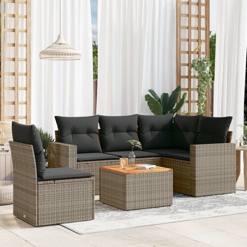 vidaXL 6-dijelni set vrtnih sofa od poliratana s jastucima sivi Cijene