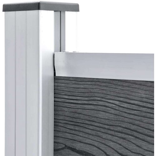 VidaXL Set panela za ogradu WPC 526 x 146 cm sivi Slike