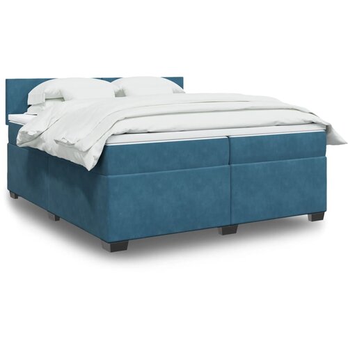 The Living Store Box spring postelja z vzmetnico modra 200x200 cm žamet - Box Spring Postelja, (21428276) Cene