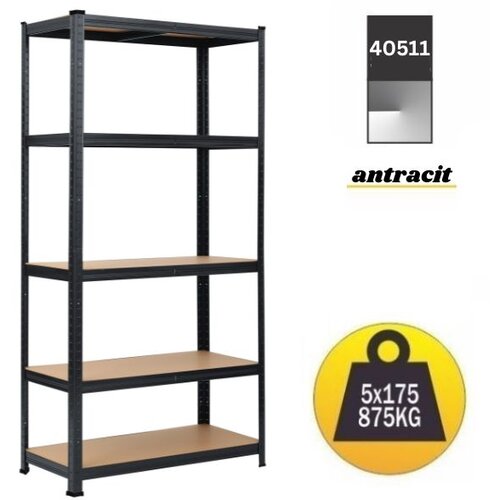SmartStorage Polica metal-medijapan 180x90x40cm, 5x175kg antracit Cene