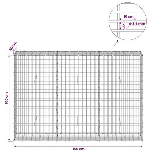  Gabion s žicom debljine 3 5 mm i mrežom 5x10 cm 150x30x100 cm - 30 cm 100 cm 150 cm Slike