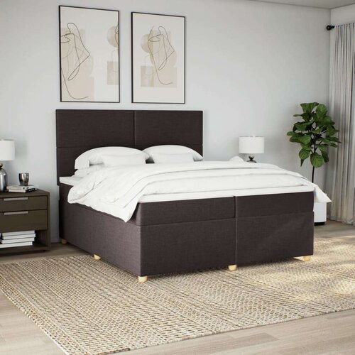 VidaXL Krevet s oprugama i madracem tamnosmeđi 200x200 cm od tkanine Slike