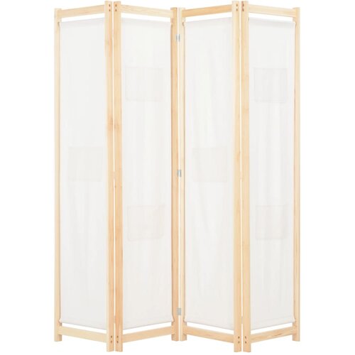 Sobna pregrada s 4 panela od tkanine 160 x 170 x 4 cm krem Cene