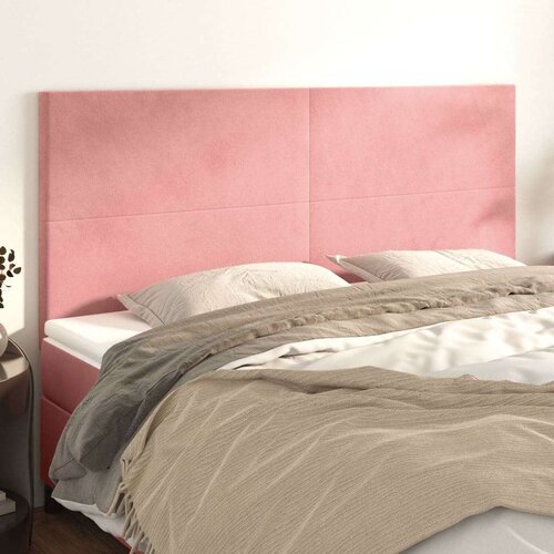  Posteljno vzglavje 4 kosa roza 80x5x78/88 cm žamet, (20932965) Slike