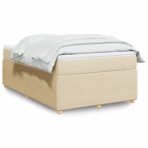 vidaXL Box spring postelja z vzmetnico krem 120x200 cm blago Cene