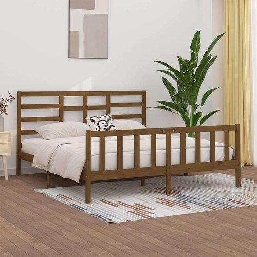  Posteljni okvir medeno rjav iz borovine 200x200 cm, (20644441) Slike