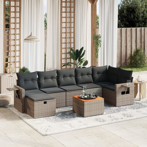 vidaXL 8-dijelni set vrtnih sofa od poliratana s jastucima sivi Cijene