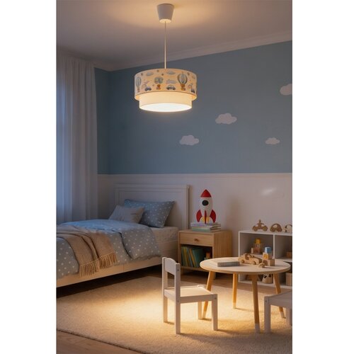  Brilagi-LED Dečji luster na sajli BOBO 1xE27/10W/230V prečnik 40 cm krem./plava/meda Slike