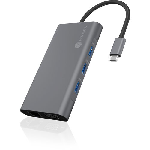 Icybox Docking stanica IB-DK4040-CPD, USB-C na 3x USB-A, RJ-45, 1x HDMI, 1x VGA, 1x 3.5mm Slike