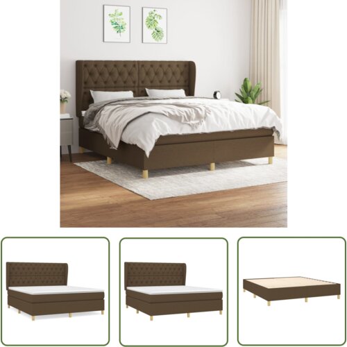 The Living Store Box spring postelja z vzmetnico temno rjava 160x200 cm blago - Box Spring Postelja, (21737494) Cene