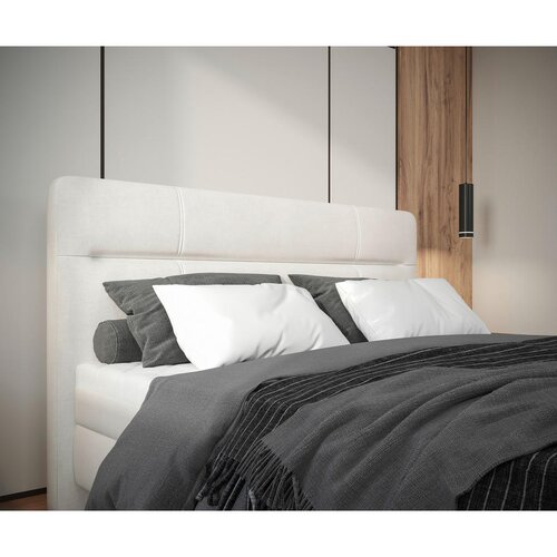 MID.YOU POSTELJA Z VZMETNICO 160 cm x 200 cm , les, tekstil, leseni material krem barve Slike