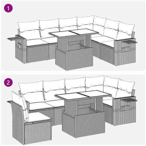 VidaXL 7-dijelni set vrtnih sofa svjetlosivi od poliratana Slike