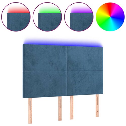 Maison Chic led posteljno vzglavje - vzglavna omarica - nočna omarica temno modro 144x5x118/128 cm žamet, (21707957) Cene
