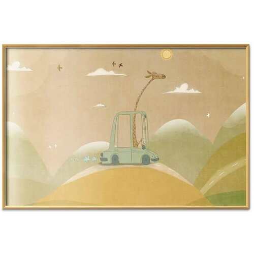  Plakat - Traveling Giraffe 30x21 Zlatni okvir Slike