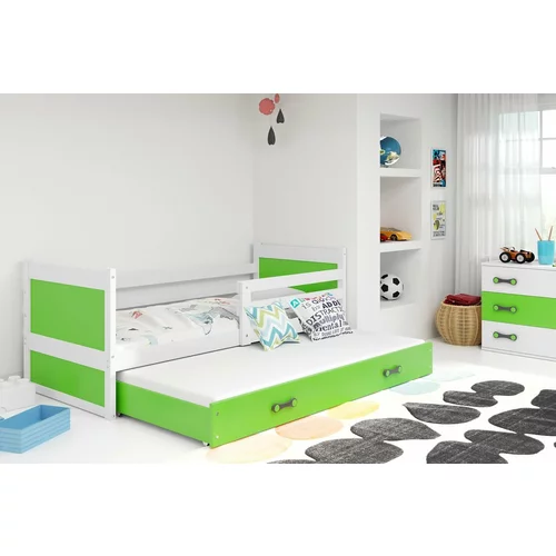 BMS Group Otroška postelja Rico z dodatnim ležiščem - 80x190 cm - bela/zelena
